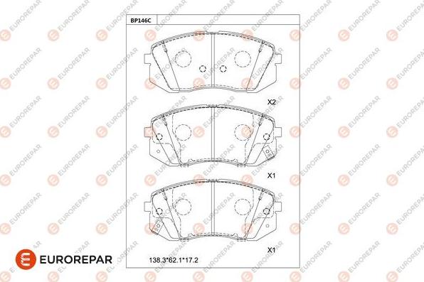 EUROREPAR 1681283480 - Тормозные колодки, дисковые, комплект autodnr.net