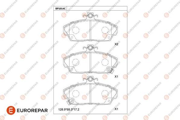 EUROREPAR 1681284680 - Гальмівні колодки, дискові гальма autocars.com.ua