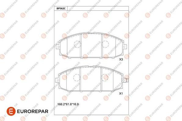 EUROREPAR 1681284880 - Тормозные колодки, дисковые, комплект avtokuzovplus.com.ua