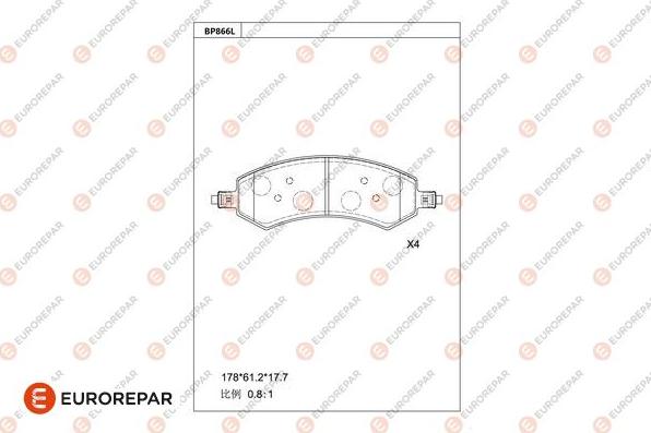 EUROREPAR 1681285380 - Гальмівні колодки, дискові гальма autocars.com.ua