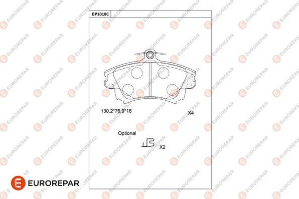 EUROREPAR 1681285480 - Тормозные колодки, дисковые, комплект avtokuzovplus.com.ua