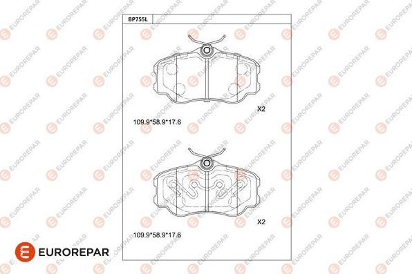 EUROREPAR 1681286280 - Гальмівні колодки, дискові гальма autocars.com.ua