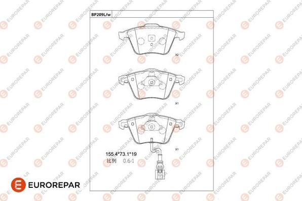 EUROREPAR 1681287980 - Тормозные колодки, дисковые, комплект avtokuzovplus.com.ua