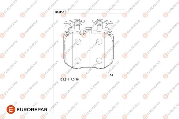 EUROREPAR 1681288280 - Тормозные колодки, дисковые, комплект avtokuzovplus.com.ua