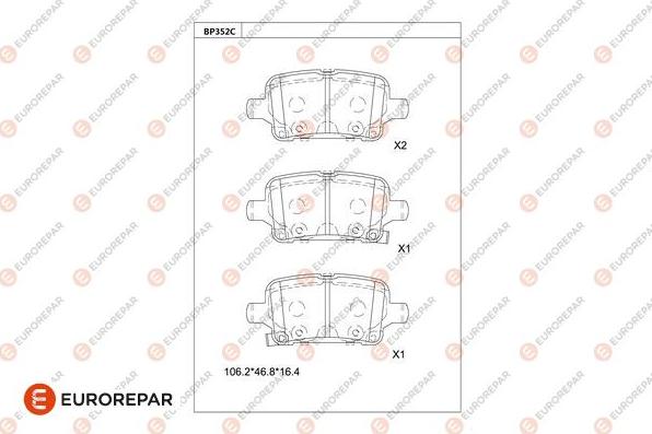 EUROREPAR 1681288380 - Тормозные колодки, дисковые, комплект avtokuzovplus.com.ua