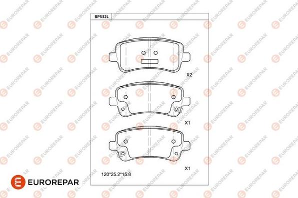 EUROREPAR 1681290180 - Гальмівні колодки, дискові гальма autocars.com.ua