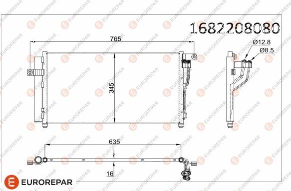 EUROREPAR 1682208080 - Конденсатор кондиционера avtokuzovplus.com.ua