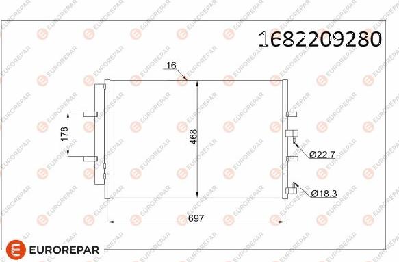 EUROREPAR 1682209280 - Конденсатор, кондиціонер autocars.com.ua