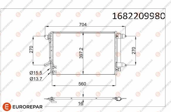 EUROREPAR 1682209980 - Конденсатор кондиционера avtokuzovplus.com.ua