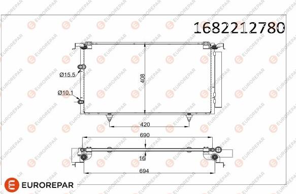 EUROREPAR 1682212780 - Конденсатор, кондиціонер autocars.com.ua