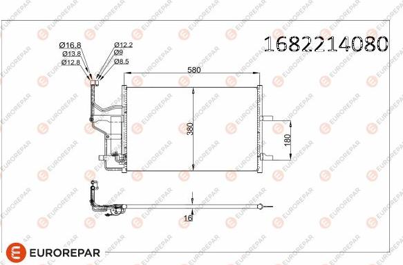 EUROREPAR 1682214080 - Конденсатор кондиционера avtokuzovplus.com.ua