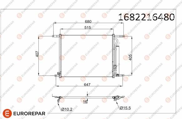 EUROREPAR 1682216480 - Конденсатор, кондиціонер autocars.com.ua