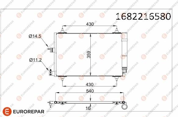 EUROREPAR 1682216580 - Конденсатор, кондиціонер autocars.com.ua