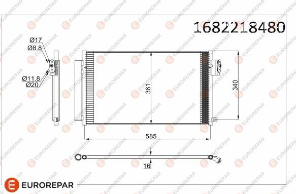 EUROREPAR 1682218480 - Конденсатор, кондиціонер autocars.com.ua