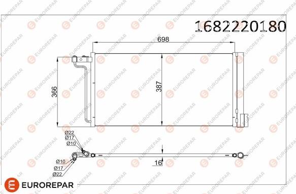 EUROREPAR 1682220180 - Конденсатор, кондиціонер autocars.com.ua