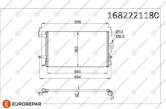 EUROREPAR 1682221180 - Конденсатор, кондиціонер autocars.com.ua