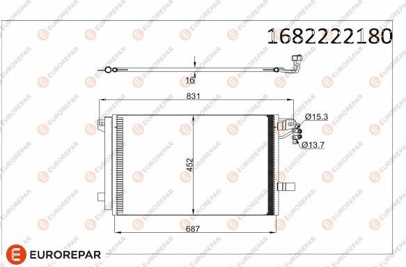 EUROREPAR 1682222180 - Конденсатор, кондиціонер autocars.com.ua