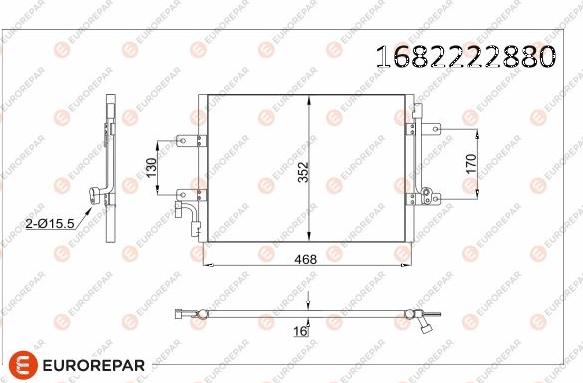 EUROREPAR 1682222880 - Конденсатор, кондиціонер autocars.com.ua