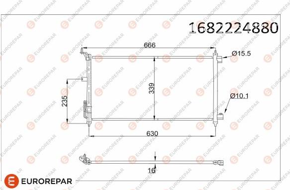 EUROREPAR 1682224880 - Конденсатор кондиционера avtokuzovplus.com.ua