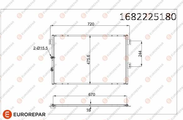 EUROREPAR 1682225180 - Конденсатор, кондиціонер autocars.com.ua