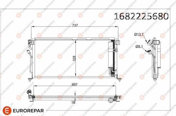 EUROREPAR 1682225680 - Конденсатор, кондиціонер autocars.com.ua