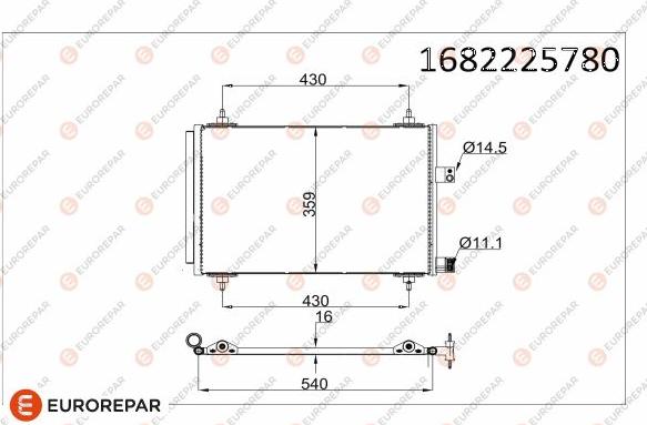 EUROREPAR 1682225780 - Конденсатор, кондиціонер autocars.com.ua