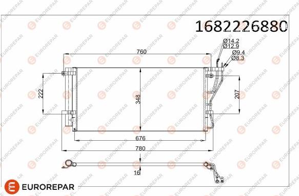 EUROREPAR 1682226880 - Конденсатор, кондиціонер autocars.com.ua