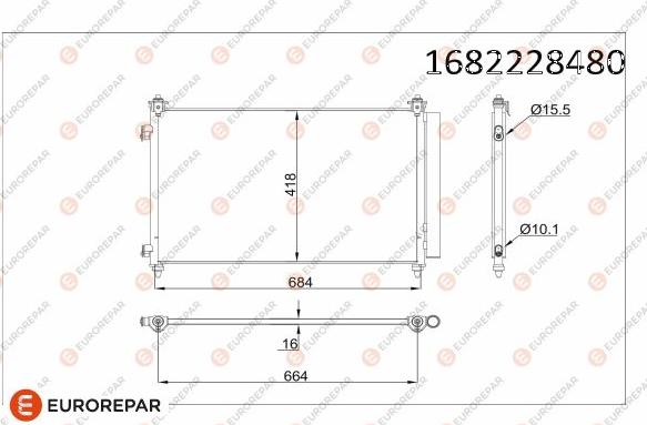 EUROREPAR 1682228480 - Конденсатор, кондиціонер autocars.com.ua