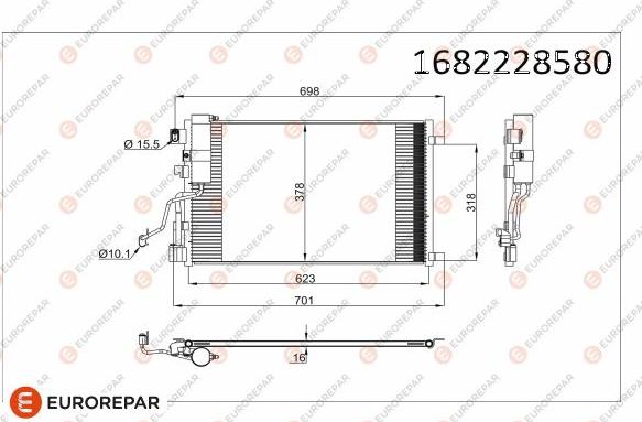 EUROREPAR 1682228580 - Конденсатор кондиционера avtokuzovplus.com.ua