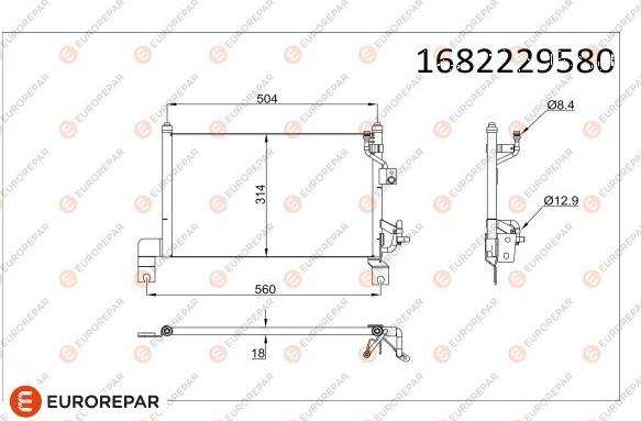 EUROREPAR 1682229580 - Конденсатор, кондиціонер autocars.com.ua