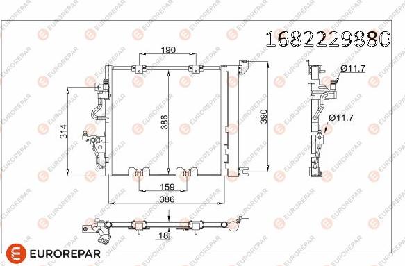 EUROREPAR 1682229880 - Конденсатор, кондиціонер autocars.com.ua