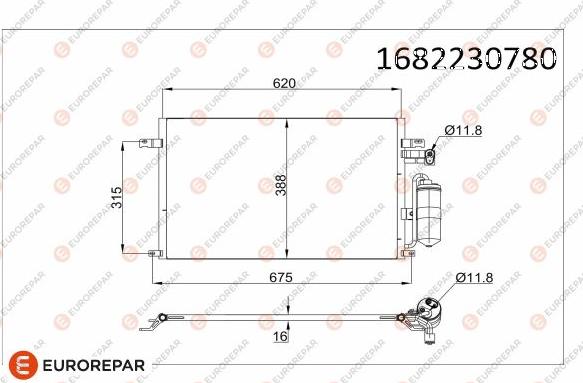 EUROREPAR 1682230780 - Конденсатор, кондиціонер autocars.com.ua