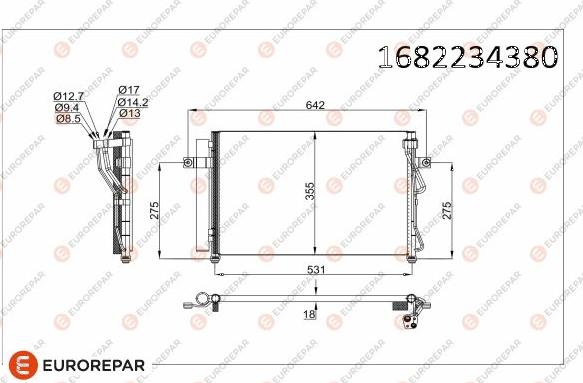 EUROREPAR 1682234380 - Конденсатор, кондиціонер autocars.com.ua