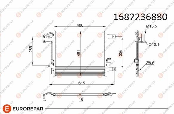 EUROREPAR 1682236880 - Конденсатор кондиционера avtokuzovplus.com.ua