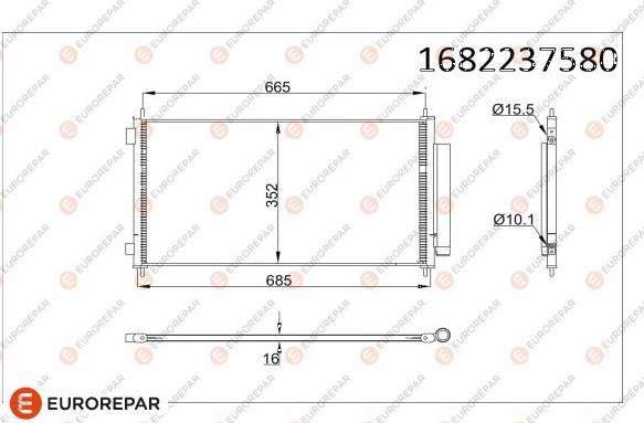 EUROREPAR 1682237580 - Конденсатор, кондиціонер autocars.com.ua