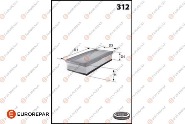 EUROREPAR 1682341780 - Повітряний фільтр autocars.com.ua