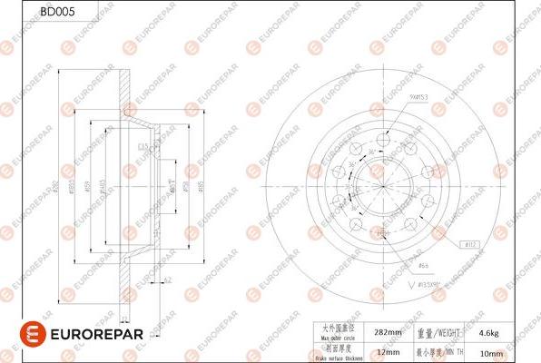 EUROREPAR 1684244780 - Тормозной диск avtokuzovplus.com.ua