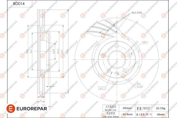 EUROREPAR 1684245680 - Гальмівний диск autocars.com.ua