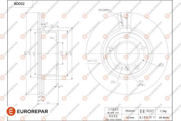 EUROREPAR 1684247480 - Гальмівний диск autocars.com.ua