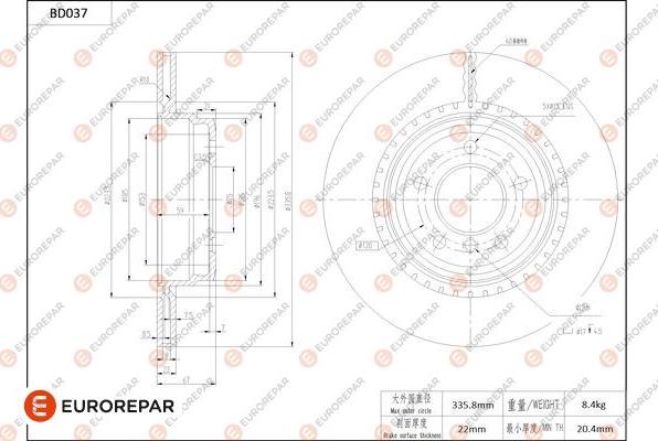 EUROREPAR 1684247980 - Гальмівний диск autocars.com.ua