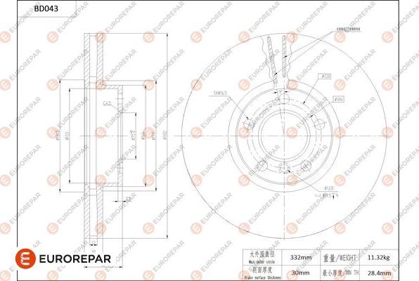 EUROREPAR 1684248580 - Тормозной диск avtokuzovplus.com.ua