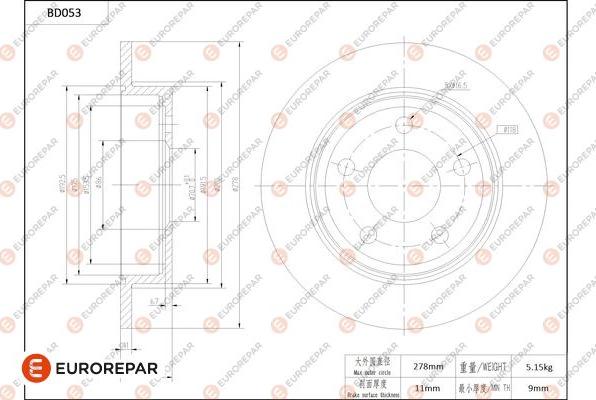 EUROREPAR 1684249580 - Тормозной диск avtokuzovplus.com.ua