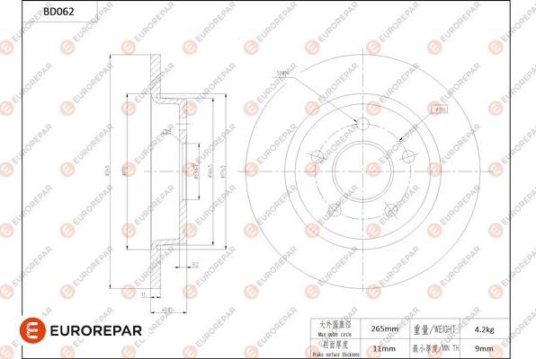 EUROREPAR 1684250480 - Гальмівний диск autocars.com.ua