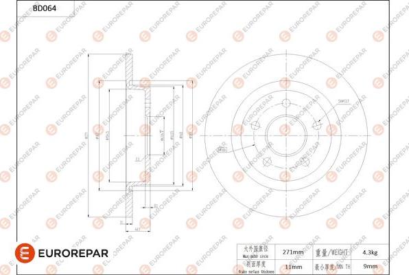 EUROREPAR 1684250680 - Тормозной диск avtokuzovplus.com.ua