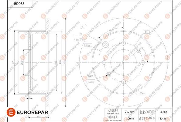 EUROREPAR 1684252780 - Гальмівний диск autocars.com.ua