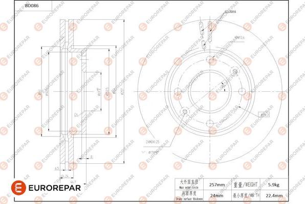 EUROREPAR 1684252880 - Гальмівний диск autocars.com.ua