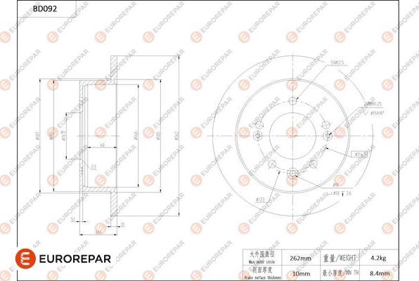 EUROREPAR 1684253480 - Гальмівний диск autocars.com.ua