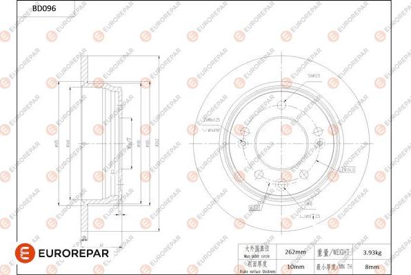 EUROREPAR 1684253880 - Гальмівний диск autocars.com.ua