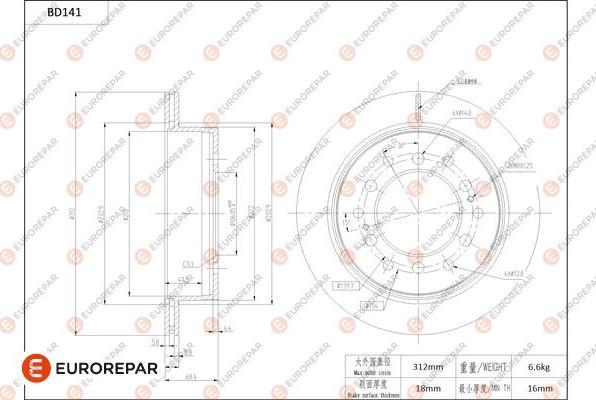 EUROREPAR 1684258380 - Тормозной диск avtokuzovplus.com.ua