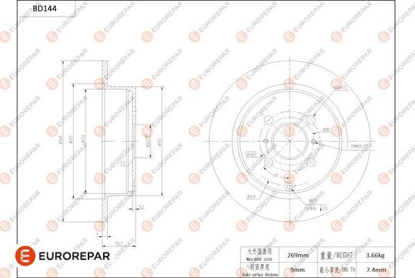 EUROREPAR 1684258680 - Тормозной диск avtokuzovplus.com.ua